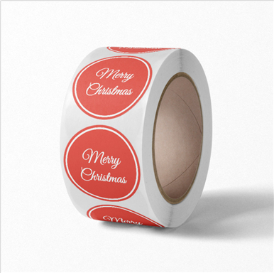 Christmas round greeting red stickers